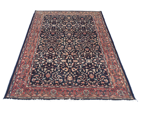 3x5 Oriental Navy Blue Persian Style Hand Knotted Wool Area Rug